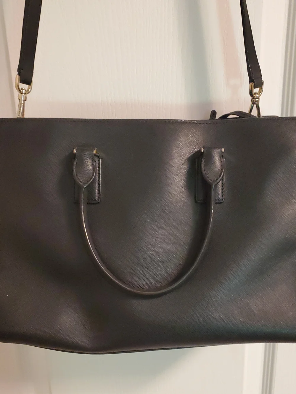 kate spade Black Leather Top-Handle Satchel with Shoulder Strap